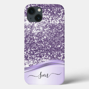 Letras Iniciais de Monograma com Brilho Roxo Lavan