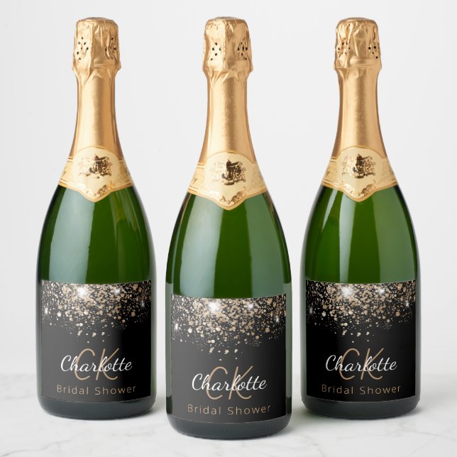 Letras maiúsculas do monograma com brilho preto do (Garrafas)