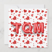 Letras TQM 3d de Confetti do Coração Vermelho