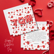 Letras TQM 3d de Confetti do Coração Vermelho