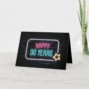 Letreiro de Aniversário de 30 Anos Neon em Cartão