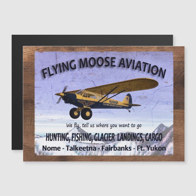 Letreiro de Aviação Vintage Flying Moose (Frente/Verso)