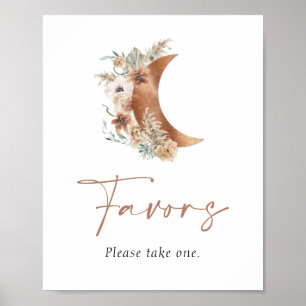 Letreiro de Favor Floral Boho Além da Lua Poster