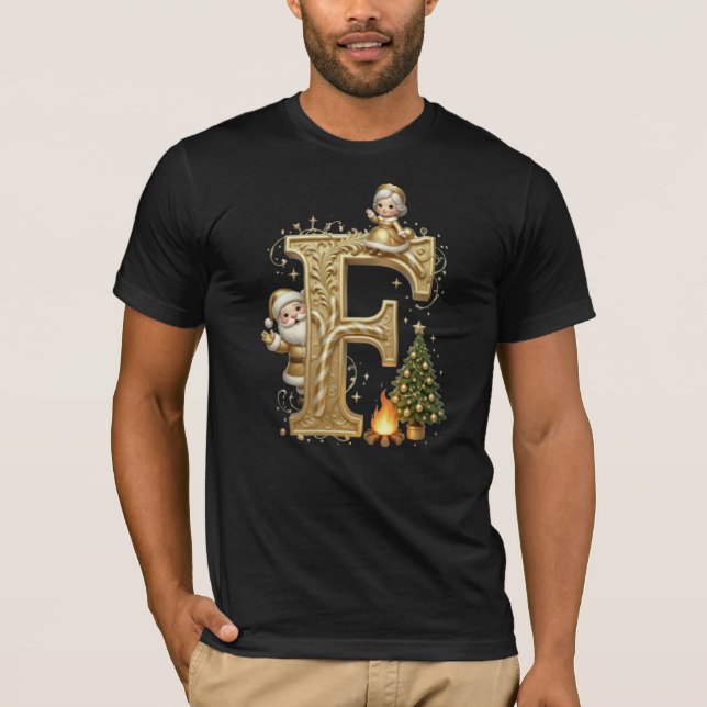 Letter F: Royal Gold Luxury T-Shirt  (Frente)