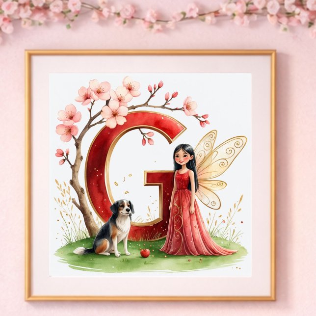 Letter G Chinese Dog Fairy Poster - Alphabet Art (Criador carregado)