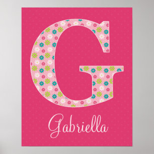 Letter G Initial Alphabet Poster for Girl
