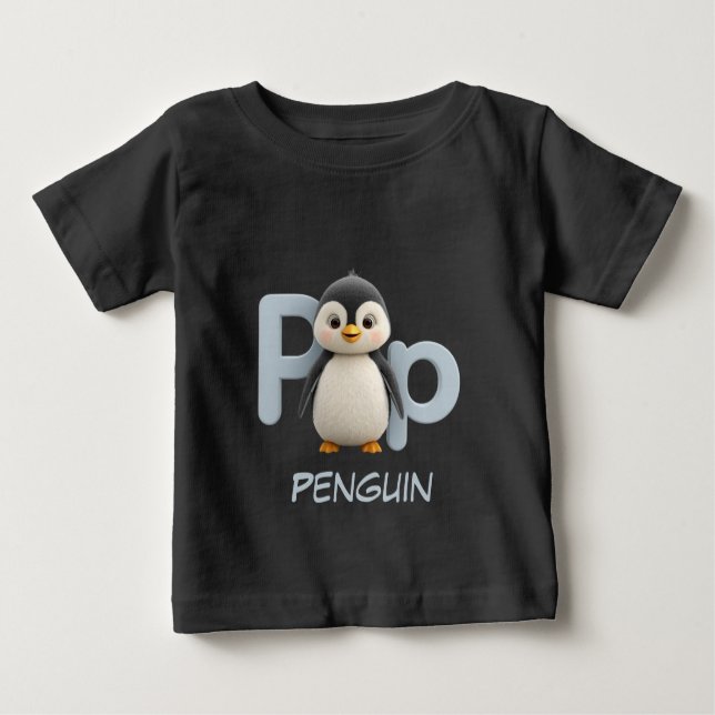 Letter P Penguin Educational Kids T-Shirt | Upperc (Frente)
