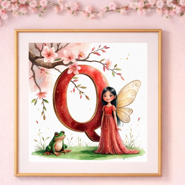 Letter Q Frog Fairy Poster - Chinese Alphabet Art (Criador carregado)