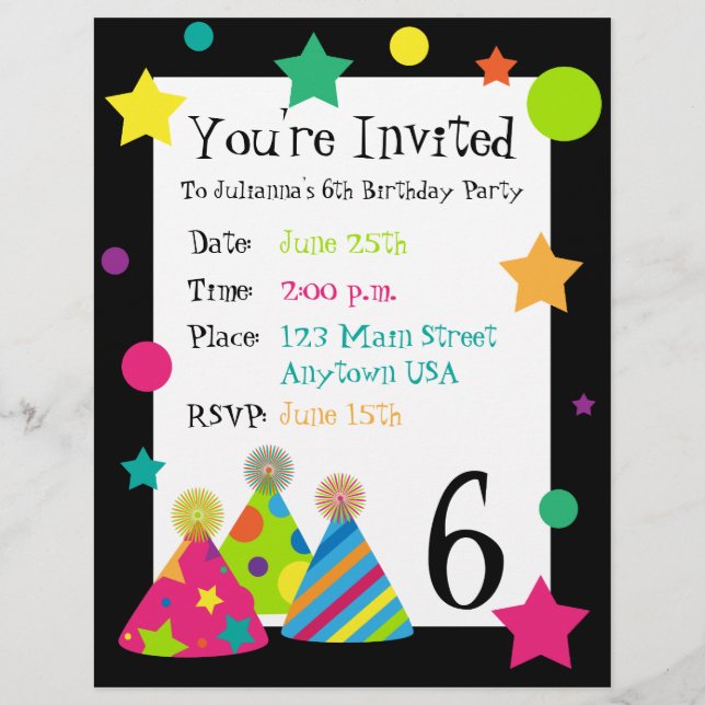 Letterhead de Convite para Chapéus de Festa (Frente)