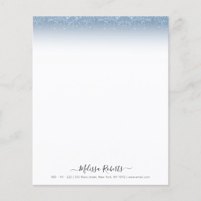 letterhead do script de nome de brilho azul (Frente)