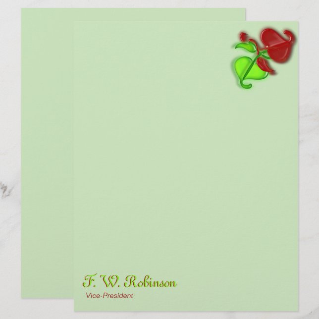 Letterhead - Duas Folhas 3D com Nome (Frente/Verso)