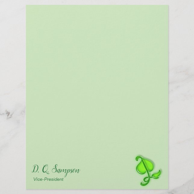Letterhead - Folha 3D Verde com Nome (Frente)