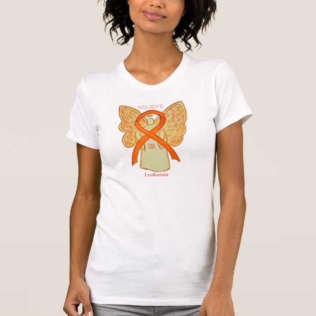 Leucemia Laranja Sensibilização Fita Anjo Camisa (Frente)