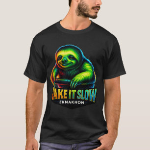 Leve Devagar – Camiseta Neon Sloth Chill da EKNAKH