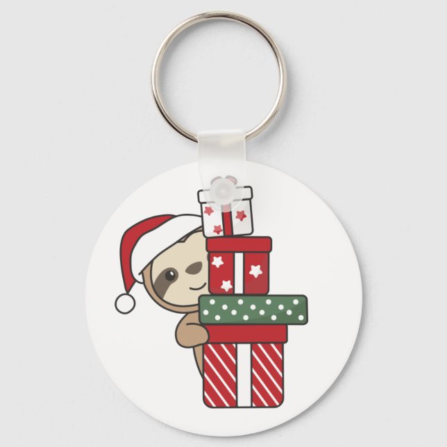 Leve Natal Gift Winter Sloths Chaveiro (Frente)