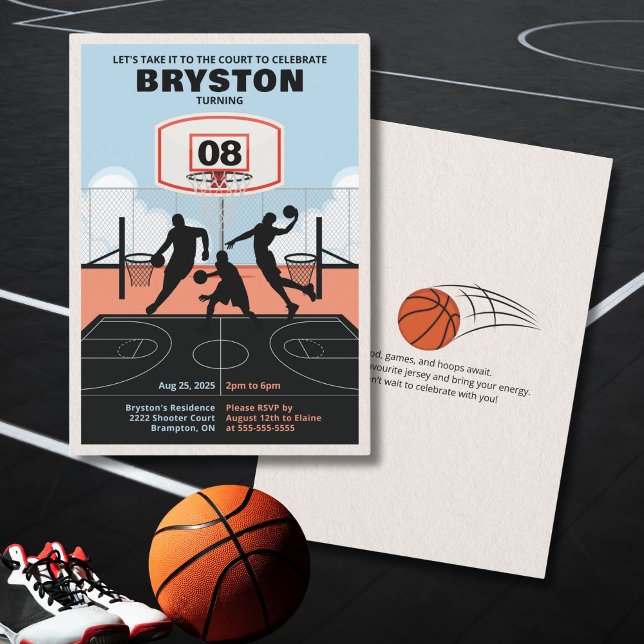 Leve-O Para O Convite De Aniversário De Basquete (Basketball theme invitation)