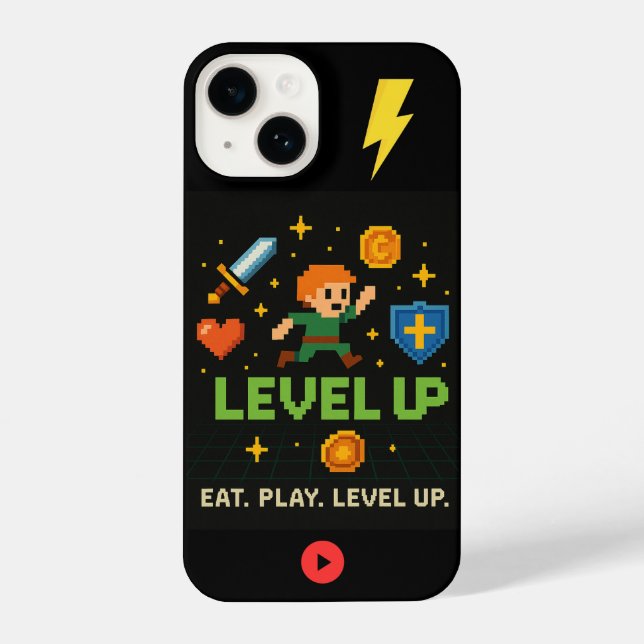Level Up Gamer iPhone Case – Pixel Retro Style (Verso)