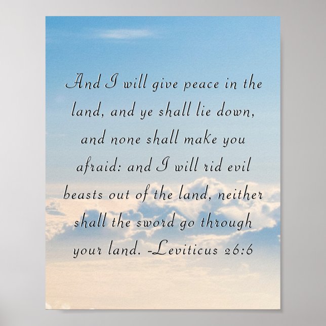 Leviticus 26:6 Scripture Poster (Frente)