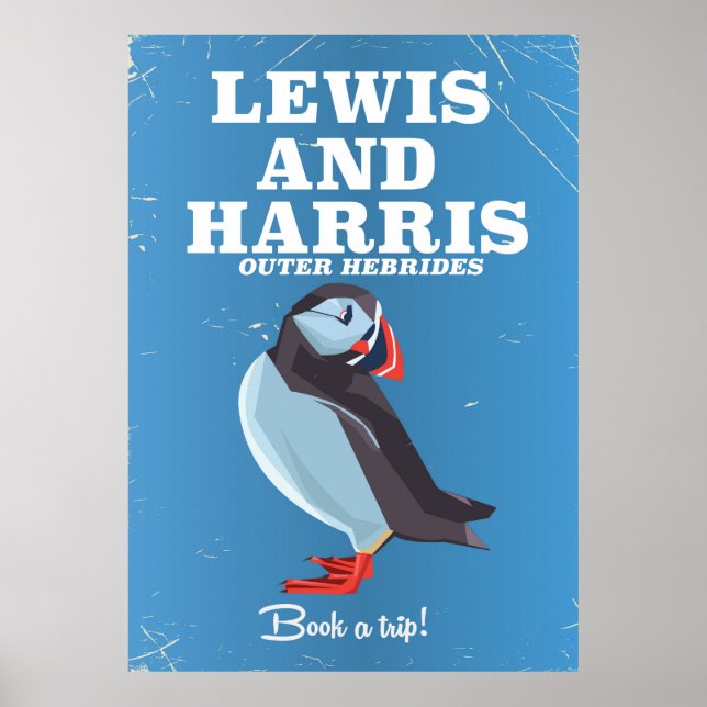Lewis e Harris Scotland Puffin poster de viagens (Frente)