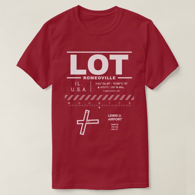 Lewis U. Airport LOT T-Shirt (Frente do Design)