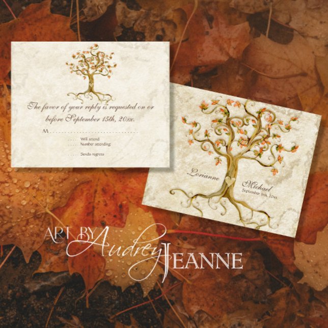 LG Swirl Árvore Raízes Bege Antigo RSVP Resposta (Criador carregado)