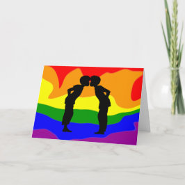 LGBT: Dois Homens Beijando Cartão de Saudação Silh