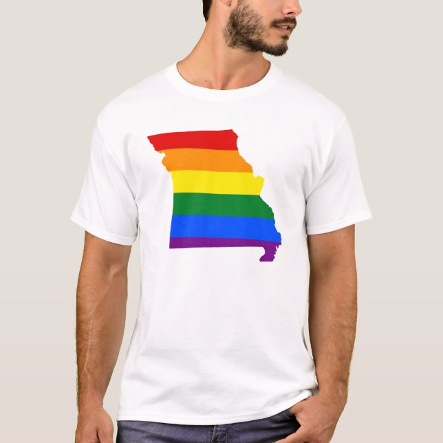 LGBT Missouri, mapa de bandeira dos EUA T-Shirt (Frente)