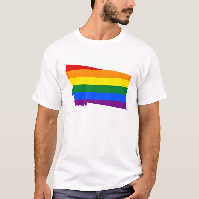 LGBT  Montana, US state flag map T-Shirt (Frente)