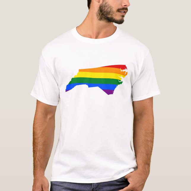 LGBT North Carolina, US state flag map T-Shirt (Frente)