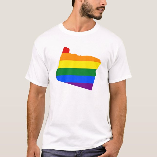 LGBT Oregon, mapa do Estado dos EUA com T-Shirt (Frente)