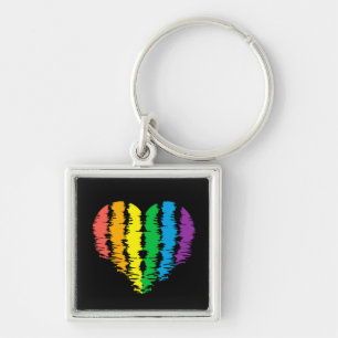 LGBT+orgulho. Arco-íris do coração. Chaveiro