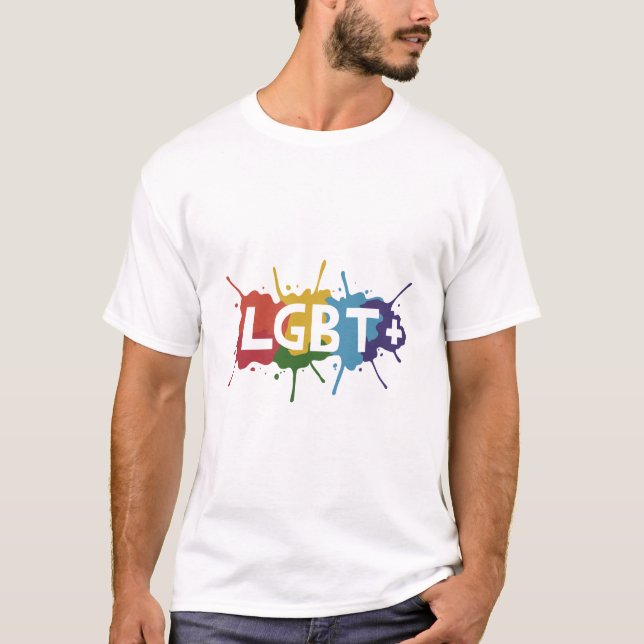 LGBT+ Rainbow Paint Splatter – Pride T-Shirt  (Frente)