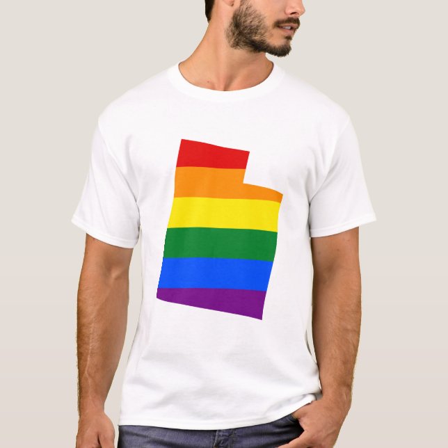 LGBT Utah, mapa de bandeira dos EUA T-Shirt (Frente)