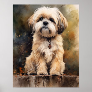Lhasa Apso Dog Art Impressão