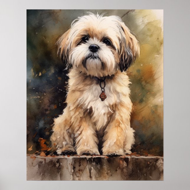 Lhasa Apso Dog Art Impressão (Frente)