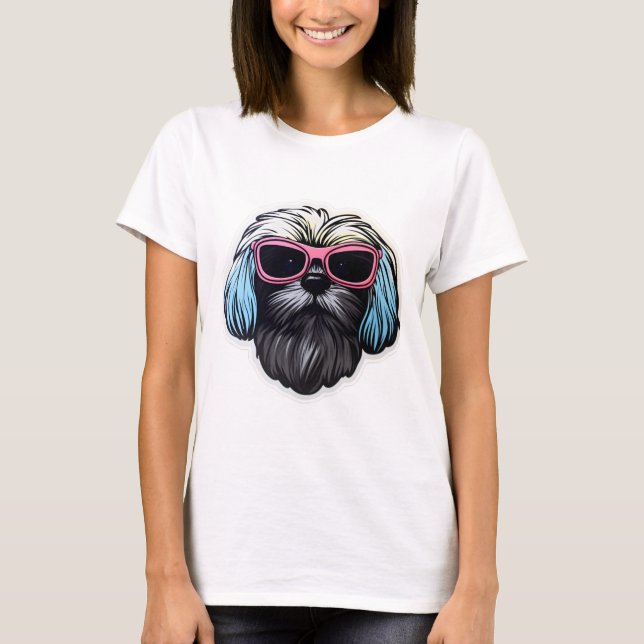 Lhasa Apso em Legal óculos de sol Clássico T-Shirt (Frente)