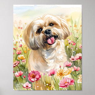 Lhasa Apso Watercolor Dog Poster Wall Impressão