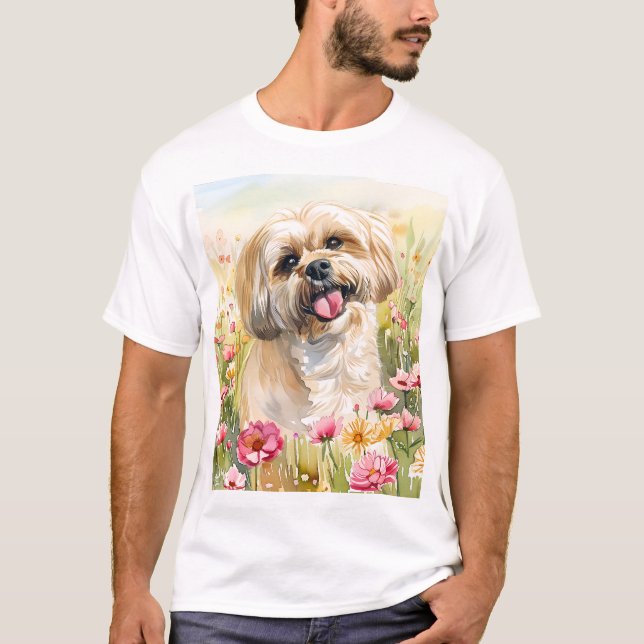 Lhasa Apso Watercolor Men's T-Shirt (Frente)
