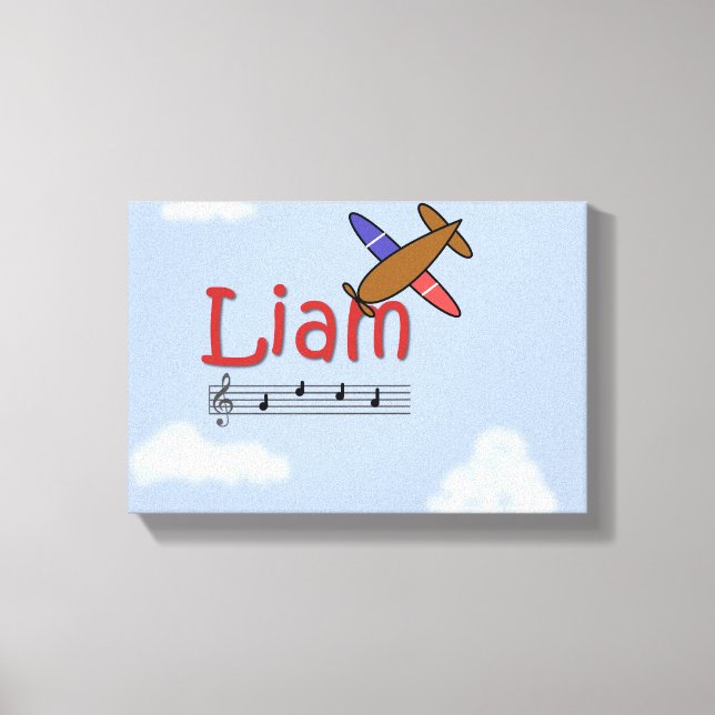 Liam Airplane Name Canvas (Frente)