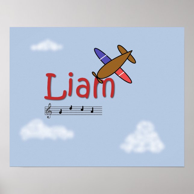 Liam Airplane Name Poster (Frente)
