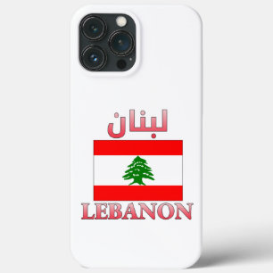 Líbano Flag ل ب ن ن Arte em Árabe e Inglês