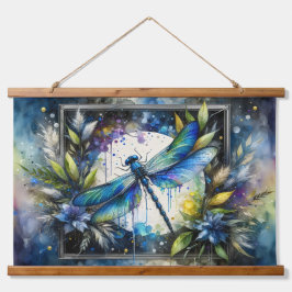 Libélula Azul Botânica em Aquarela