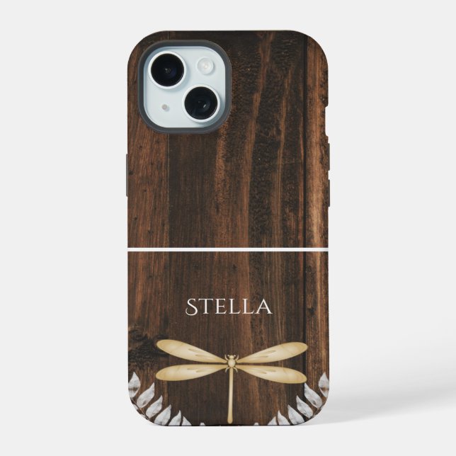 Libélula Dourada Rústica Personalizada (Verso)