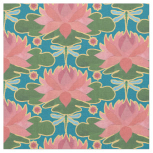 Libélula elegante dos lírios de água no tecido