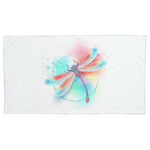 libélula vermelha sobre fundo de aquarela