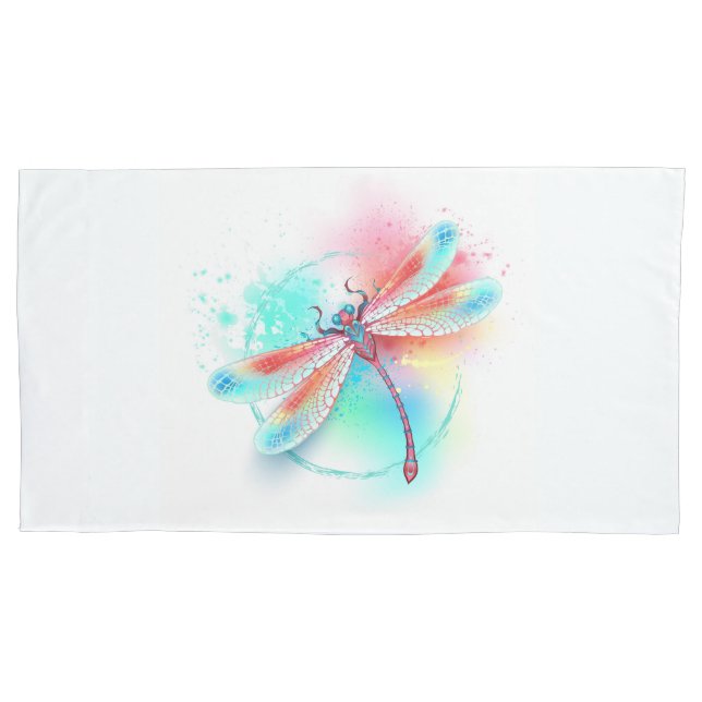 libélula vermelha sobre fundo de aquarela (Frente-Esquerda)