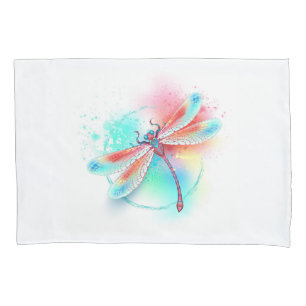 libélula vermelha sobre fundo de aquarela