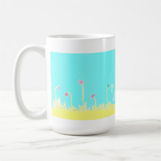 Libélulas e caneca de café das flores