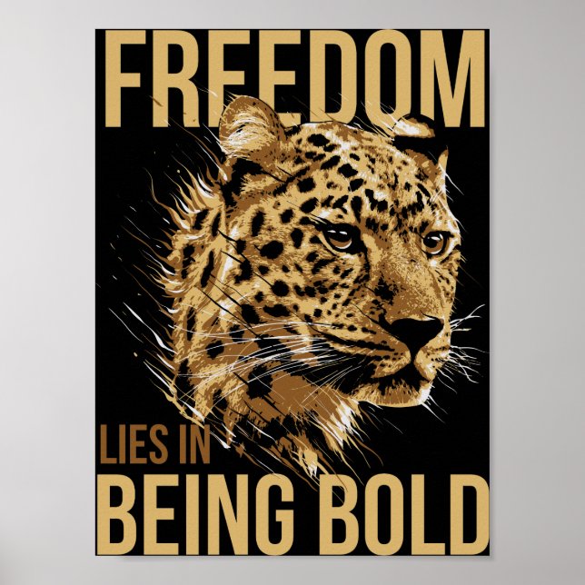 Liberdade mente em ser Poster do leopardo-dourado (Frente)