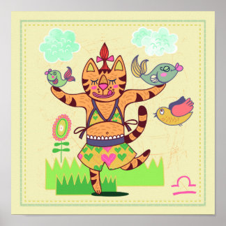 Libra Cat Zodiac Nursery Impressão